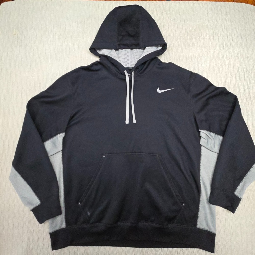 Nike Therma-FIT Pullover Hoodie Mens 2XL Black Swoosh Fleece 465784-011